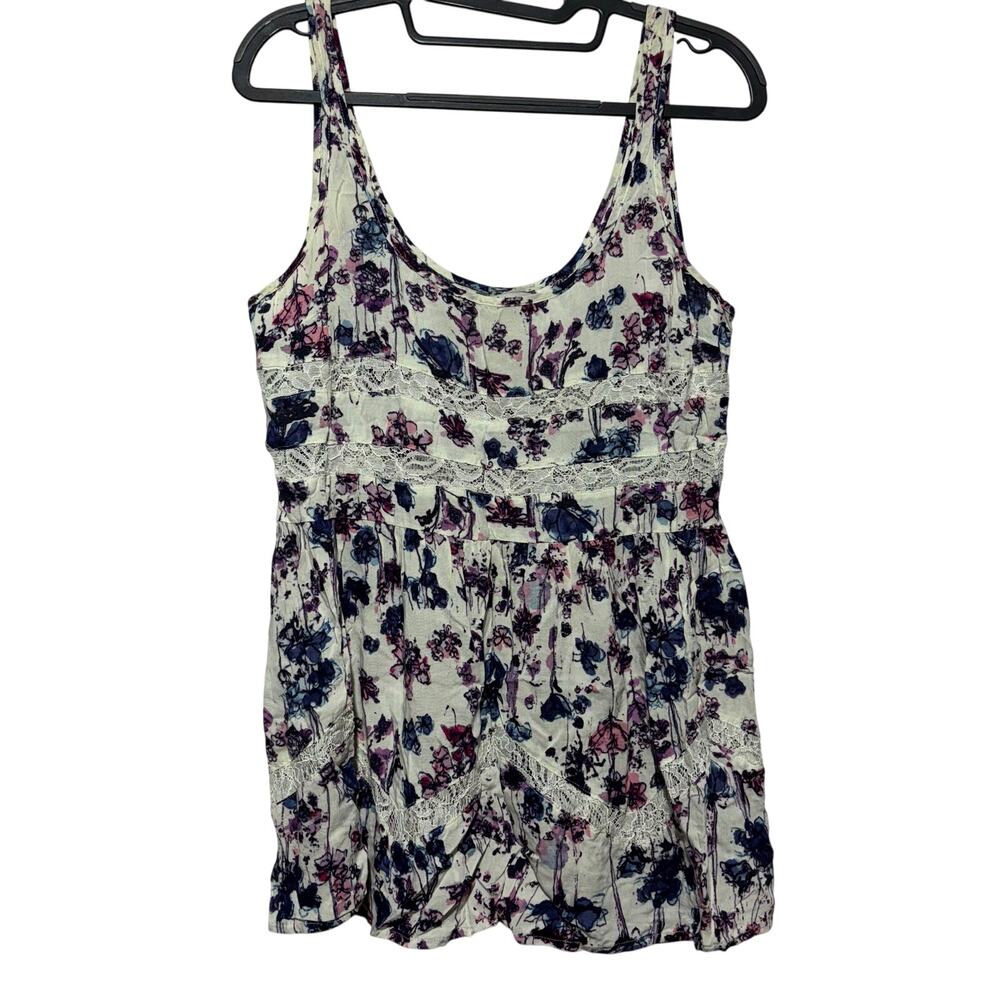 Lorimer Floral Tank Top Lace Eyelet Tiered Boho Cottagecore Summer Women